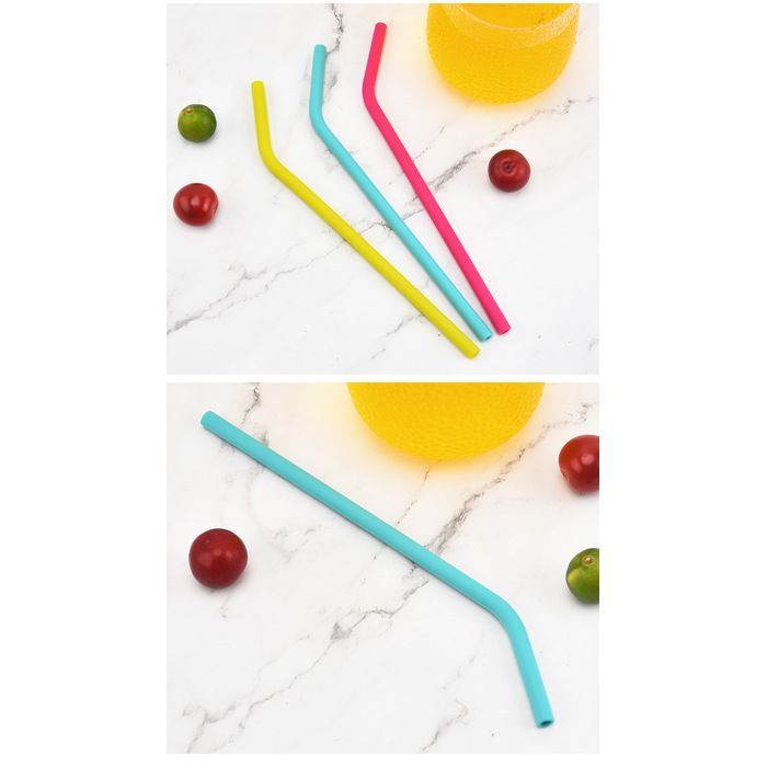 Reusable silicone straws - XVX - 12 pieces - 25 cm - Inner diameter 5 mm - Outer diameter 8 mm