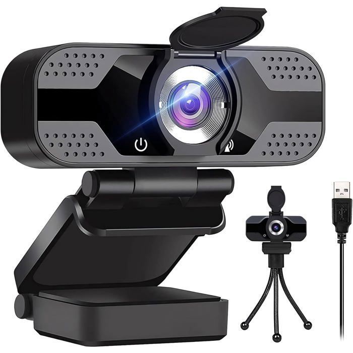 Cámara web para PC con micrófono y trípode, Full HD 1080p, cámara USB Plug and Play para ordenador de sobremesa, videoconferencias y streaming.
