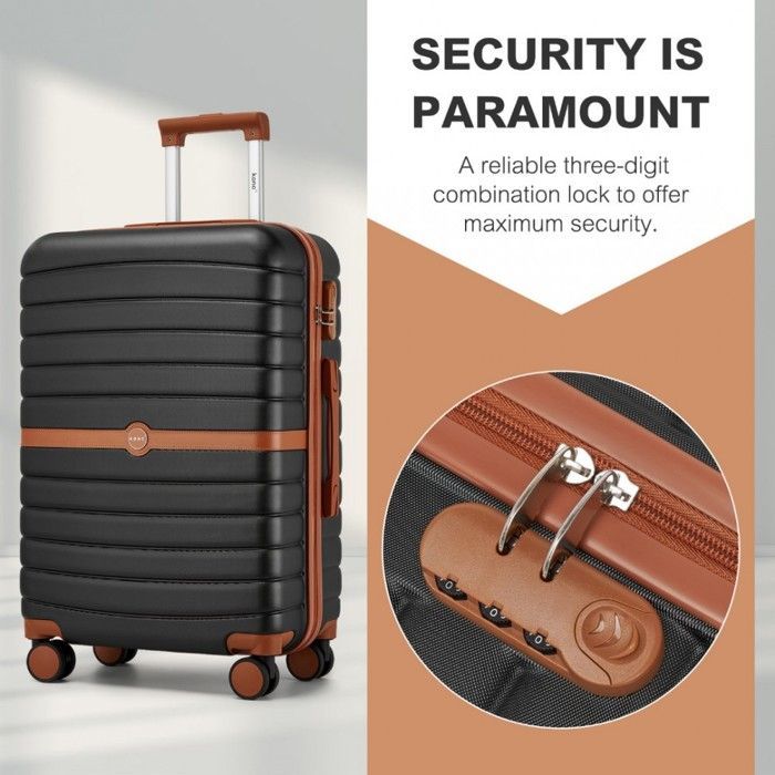 Kono 3-teiliges Reisekoffer-Set, 55 cm Koffer mit 4 Rollen und Schloss + faltbare Reisetasche mit Kosmetiktasche, Grau