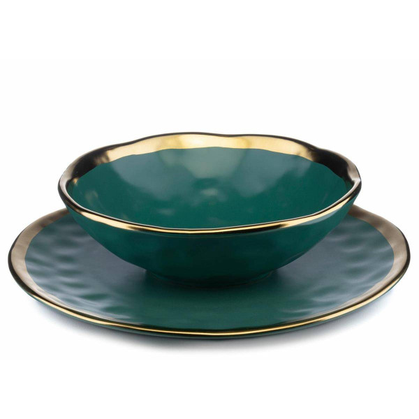 Zestaw 2 talerzy LISSA GREEN GOLD