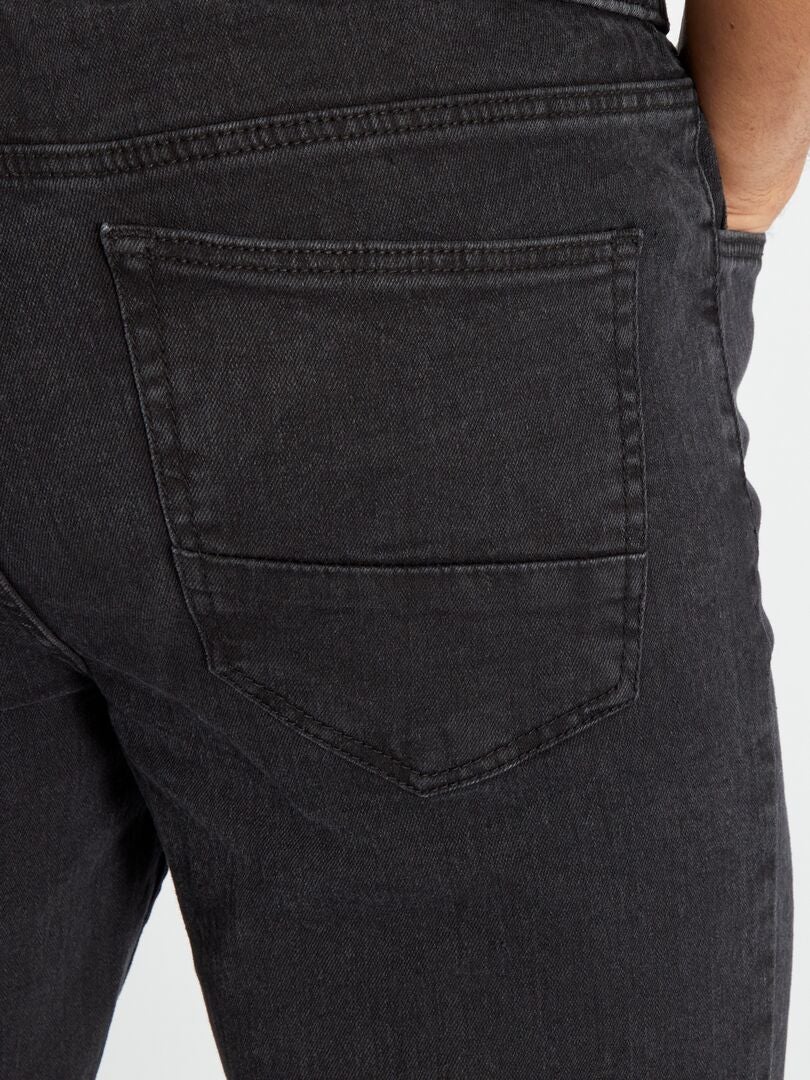 Calça jeans jogger com cintura elástica - CINZA