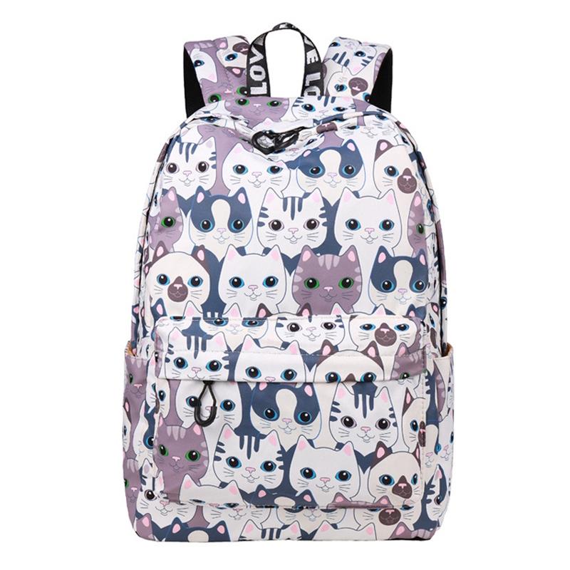 Zaino impermeabile con stampa di gatti per donne, ideale per la scuola e per studentesse, con capacità di 14 e 15,6 pollici. Borsa carina per libri e libri.