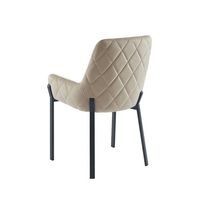 Lot de 6 chaises avec accoudoirs en velours et métal - Beige - CAROLONA