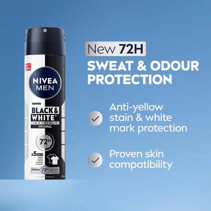 Desodorante antitranspirante em spray NIVEA MEN Invisible Black & White para homens
