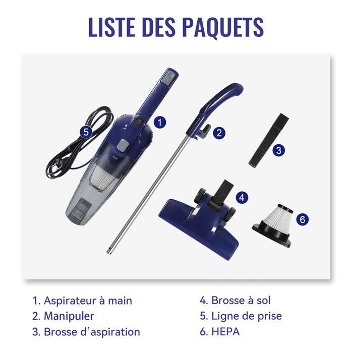 MONMECD Bagless Stick Vacuum Cleaner - Powerful 1000W - 2-in-1 Handheld Vacuum - 18kPa - 0.8L - HEPA Filtration