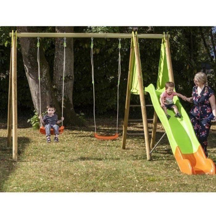 TRIGANO Techwood ARROBA Zona de juegos de madera con viga metálica 2,30 m - 4 niños