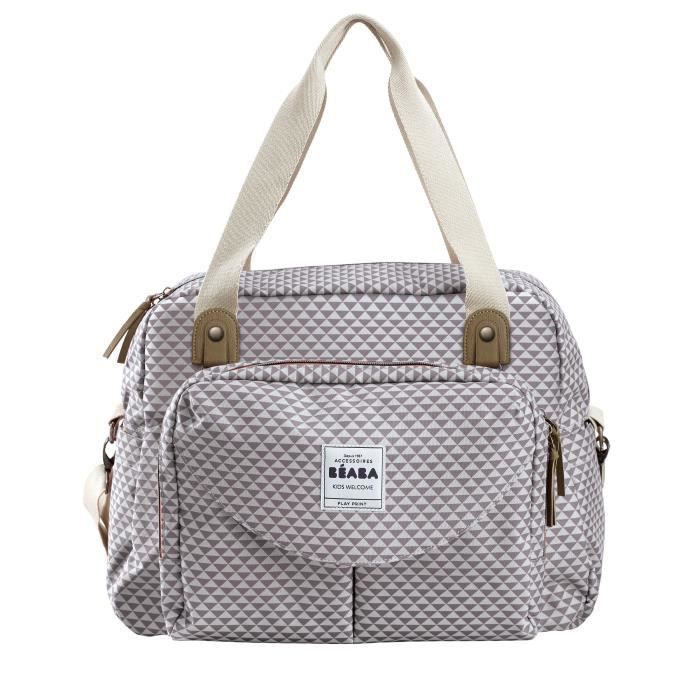 BEABA, Bolso cambiador Geneva II, modular, gran capacidad, múltiples compartimentos, bolsillo frontal extraíble, gris