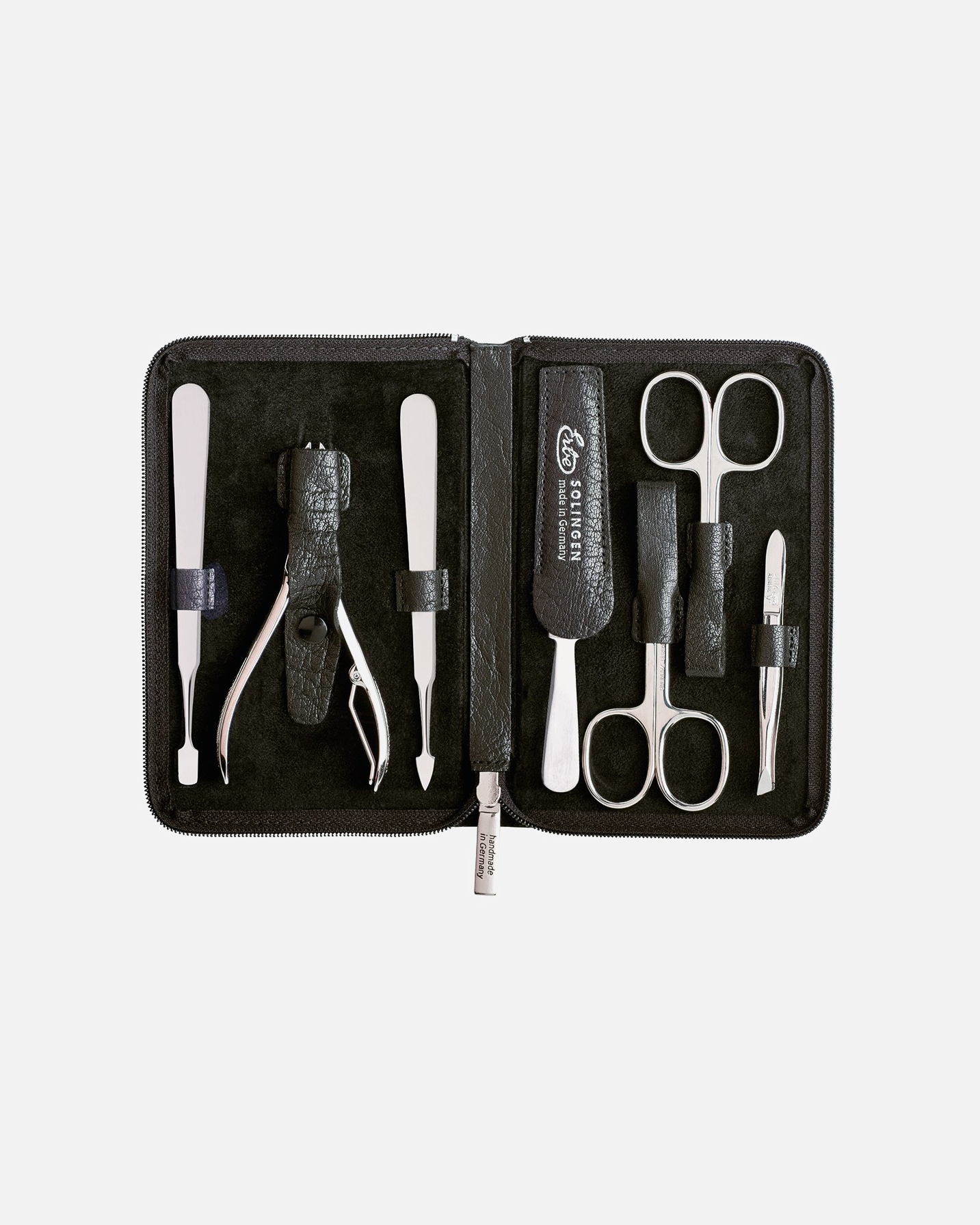 ERBE Buffalo manicureset met etui met rits, bruin, 7-delig.