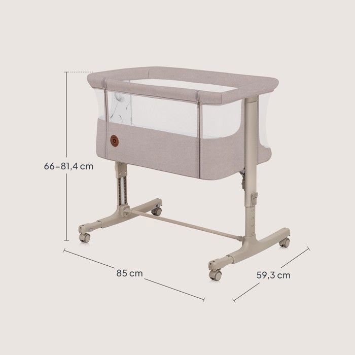 Cuna colecho LIONELO Aurora 3 en 1 - Altura e inclinación ajustables - Colchón y bolsa incluidos - Beige capuchino