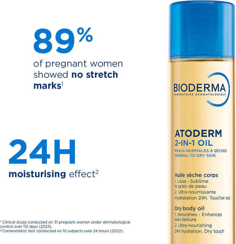 Óleo Bioderma Atoderm 2 em 1: óleo intensamente nutritivo para pele seca.