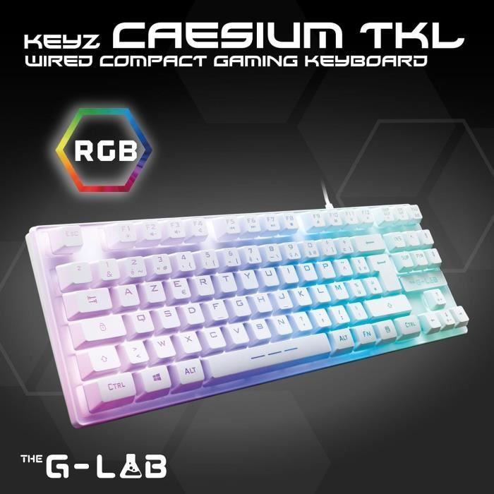 Tastiera da gioco - The G-Lab - KEYZ CAESIUM TKL - RGB - Cablata - Personalizzabile al 100% - AZERTY - Nera