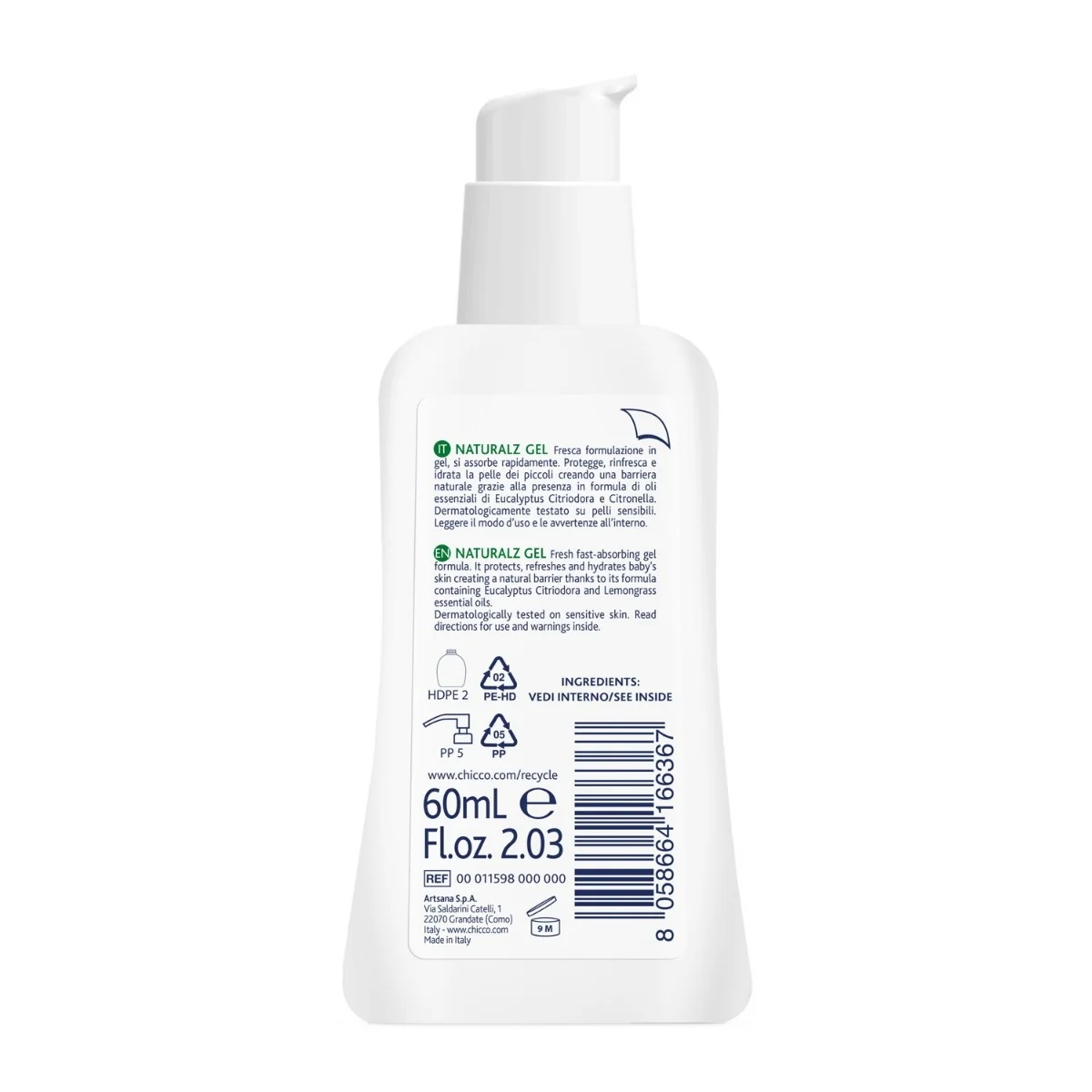 CHICCO Chicco Gel Fresco Citronella Naturalz 60 ml Muggenspray