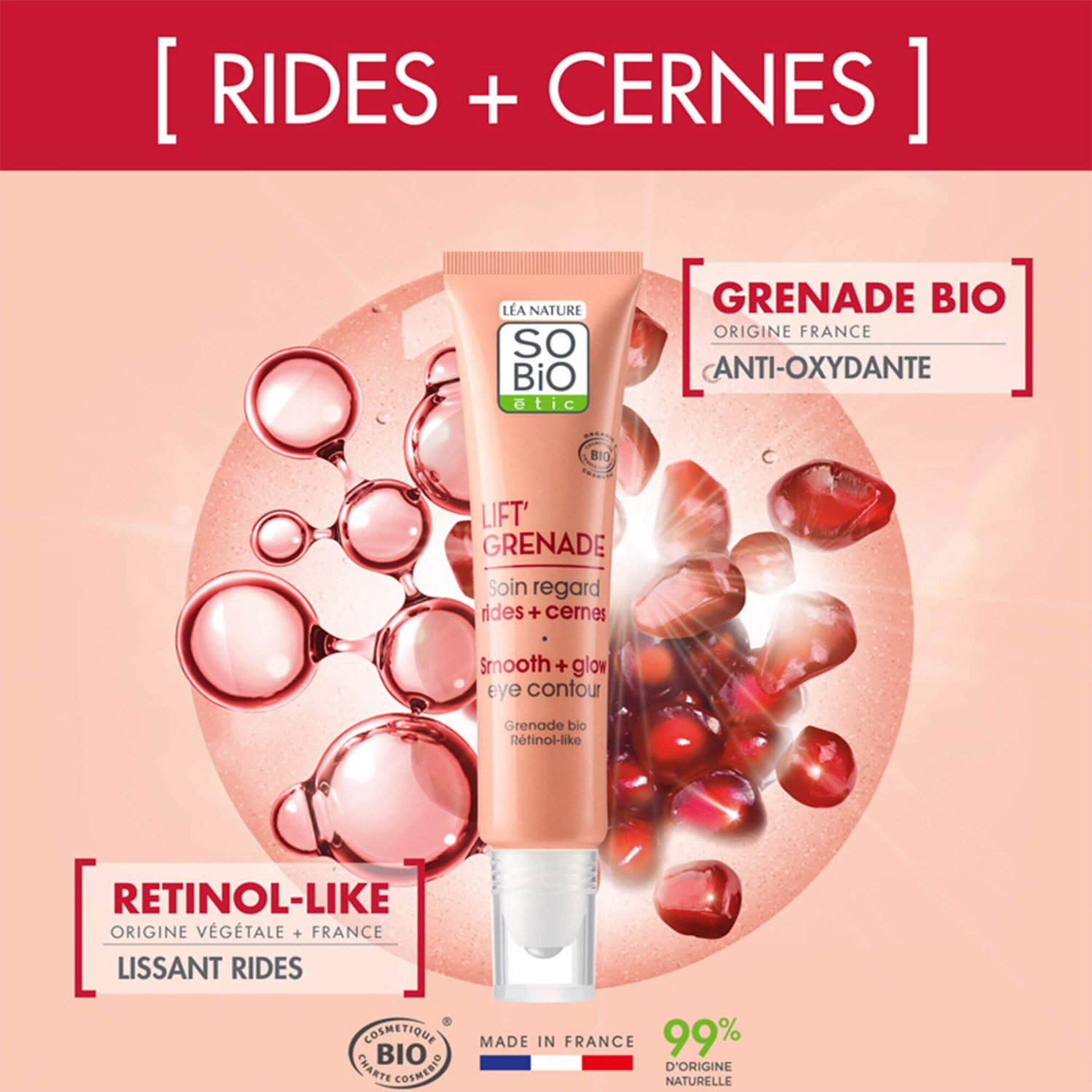 SO BiO étic Soin regard rides + cernes, Lift'Grenade