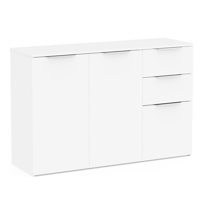 CALICOSY - Buffet 3 portes et 2 tiroirs blanc L119,5 cm GHOST - Blanc