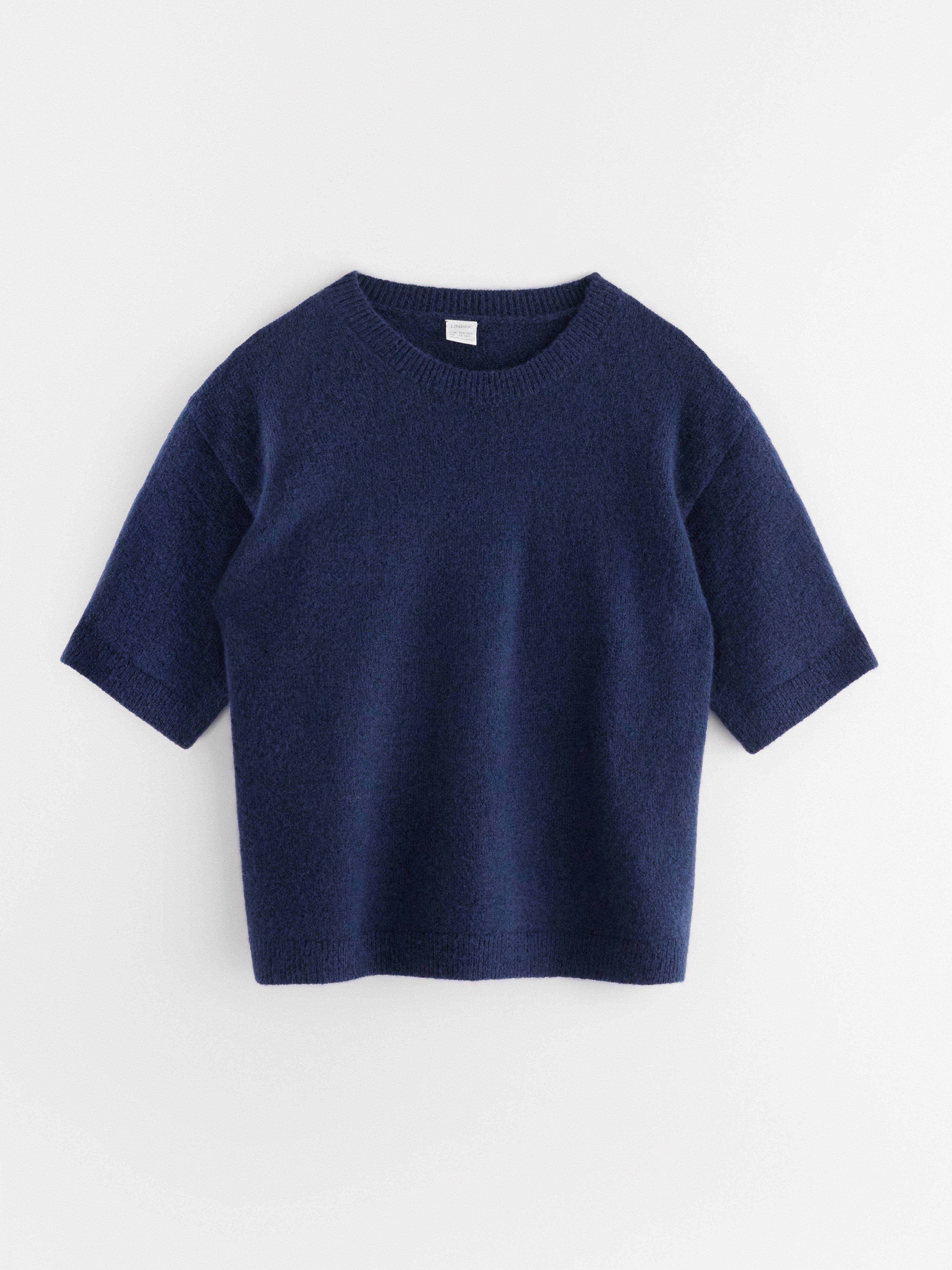 Jersey de punto de manga corta azul oscuro