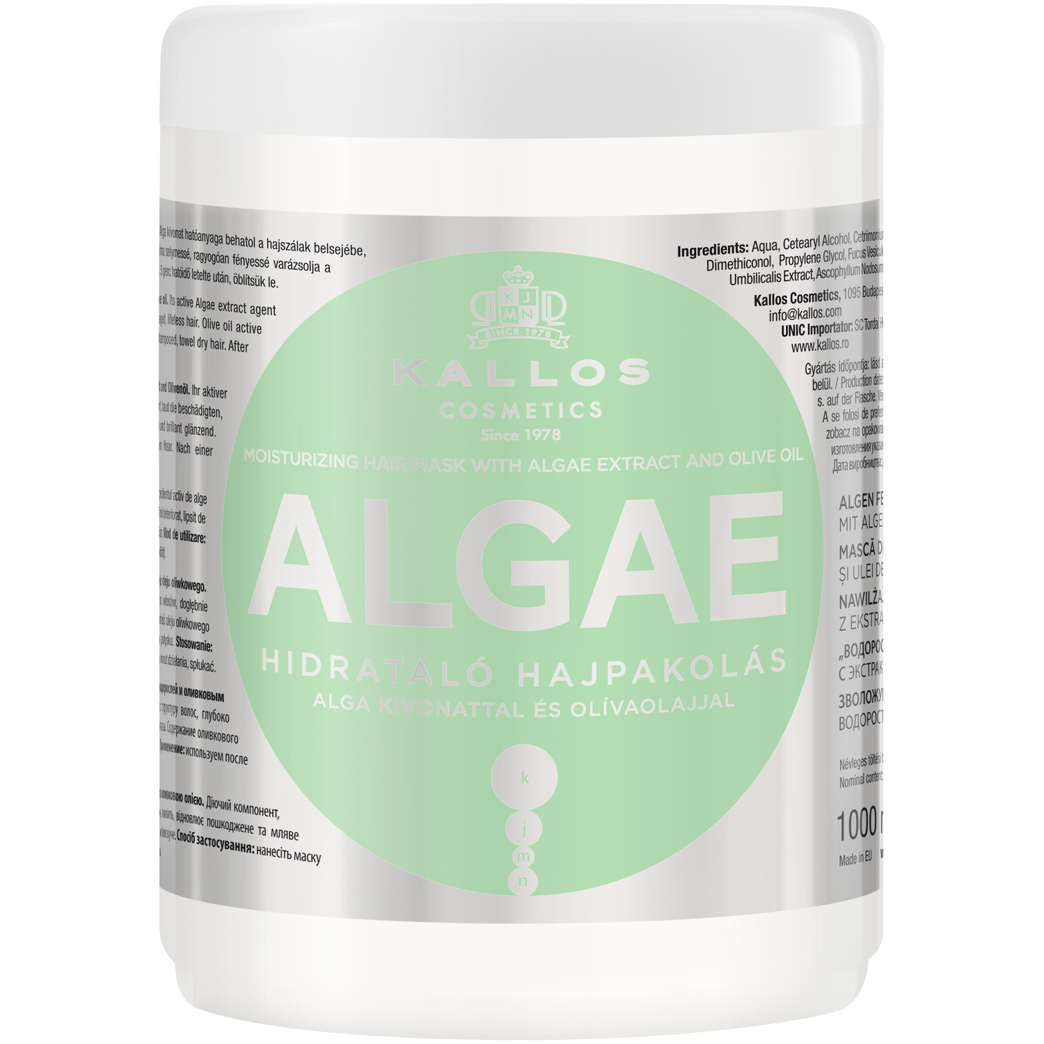 Mascarilla capilar Kallos con algas 1000ml Algas