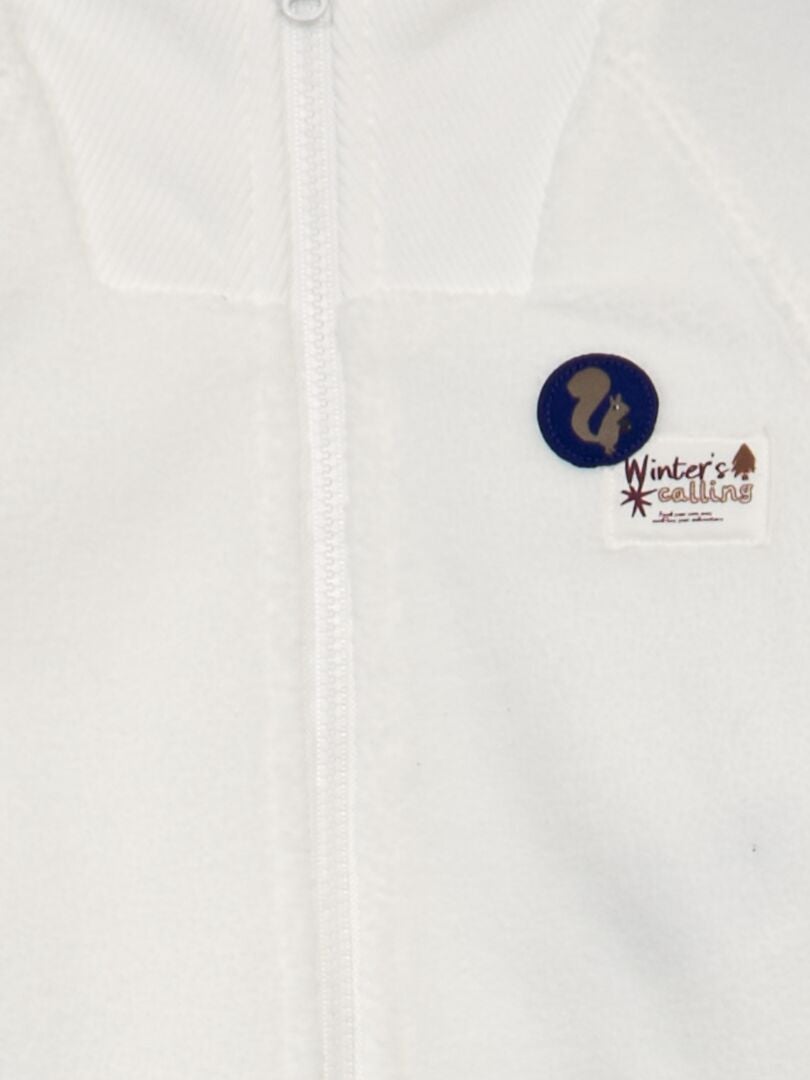 Moletom com capuz e zíper em sherpa - BRANCO