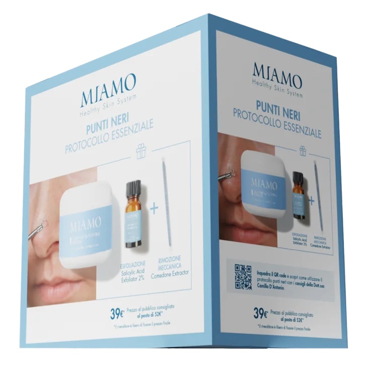 Kit anti-points noirs MIAMO : Masque nettoyant 60 ml + Acide salicylique exfoliant 2 % 2 ml + Extracteur de points noirs