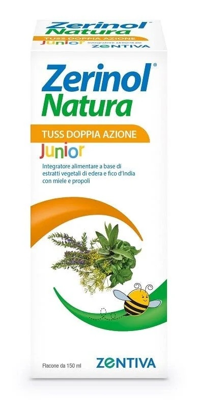ZERINOL Zerinol Natura Tuss Sirop Junior Double Action 150 ml Pour la fluidité des sécrétions bronchiques