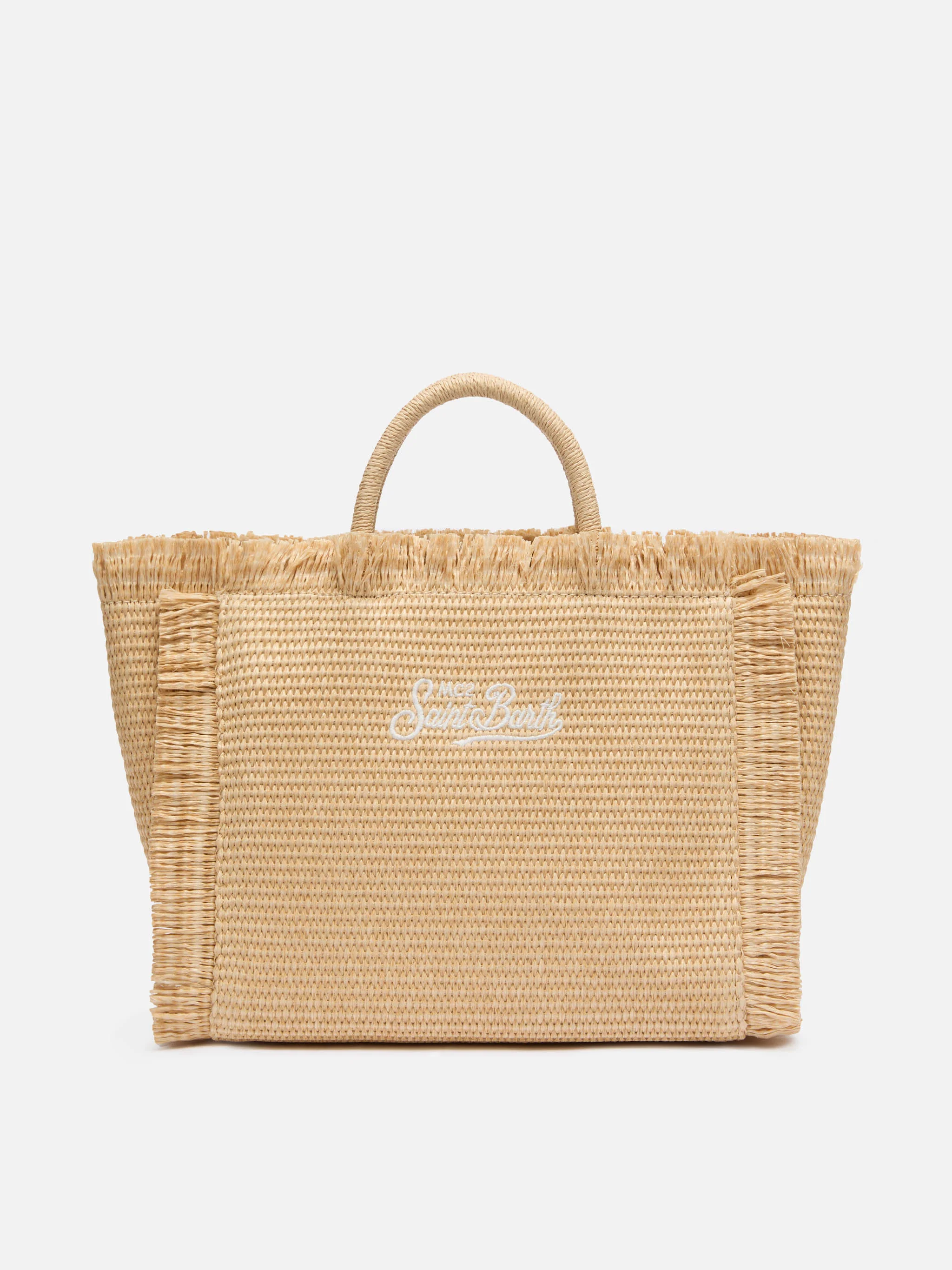 Colette tas met stro-effect en geborduurd logo