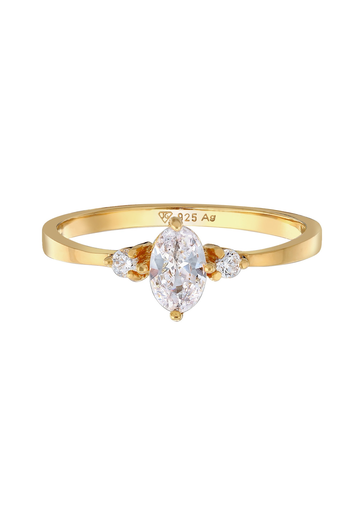 Elli Femmes Bague de fiançailles ovale avec Cristaux de Zirconium en Argent Sterling 925