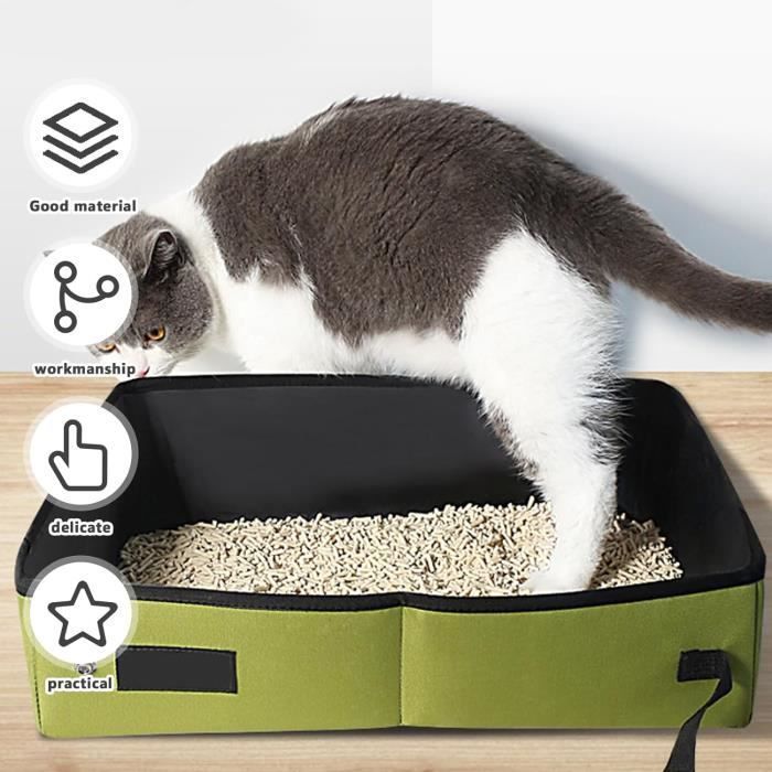 Arenero plegable para gatos, arenero portátil transpirable con pala, casa de baño plegable para gatos