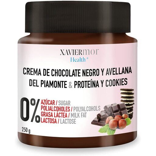 Eiwitcrème met pure chocolade en koekjes, suikervrij, polyolvrij, veganistisch