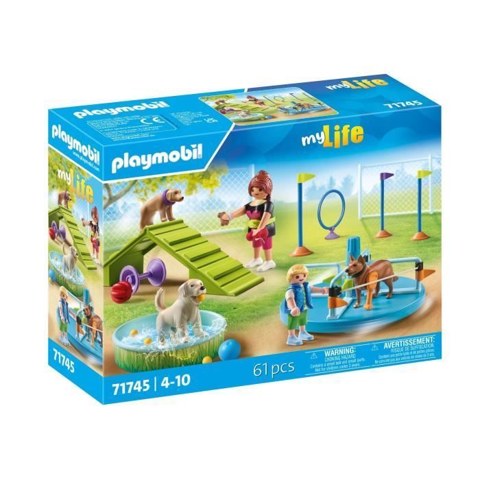 PLAYMOBIL 71745 Area giochi Cane, Bambino e Addestratore, La mia vita, 61 pezzi, Età 4+