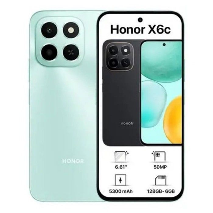 Smartphone HONOR X6C, 6 GB de RAM, 128 GB de ROM, color cian océano.