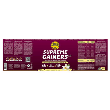 GOLDNUTRITION Supreme Gainers 2.0 Vaniljanmakuinen runsaskalorinen koostumus kreatiinilla 2,9 kg 2,9 kg