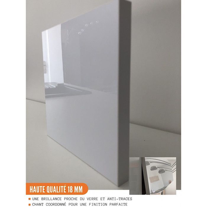 Meuble haut SLIM de cuisine Bellissi Blanc Brillant 1 porte relevable L 80 cm - Cuisineandcie