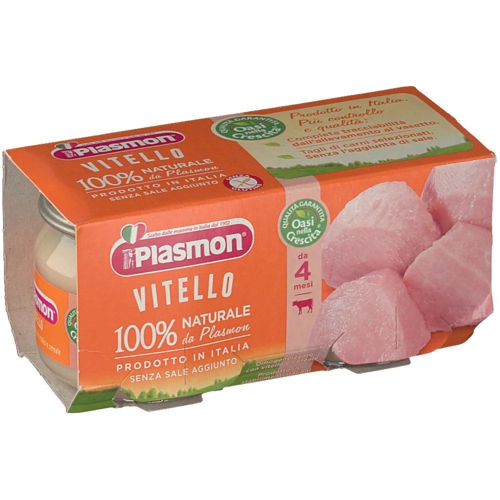 PLASMON Fórmula infantil homogeneizada de carne de res Plasmon 2 frascos de 80 g cada uno