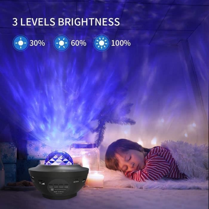 Proyector de luz nocturna 3 en 1 LBell Galaxy - Proyector de estrellas + Proyector LED de olas oceánicas - Negro - Para niños