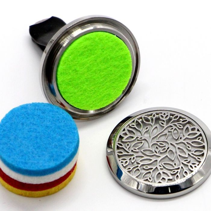 Diffuseur pour voiture - ZEN'ARÔME - Clip'Arôme VerTige - Acier inoxydable - 5 buvards réutilisables - Découpe laser