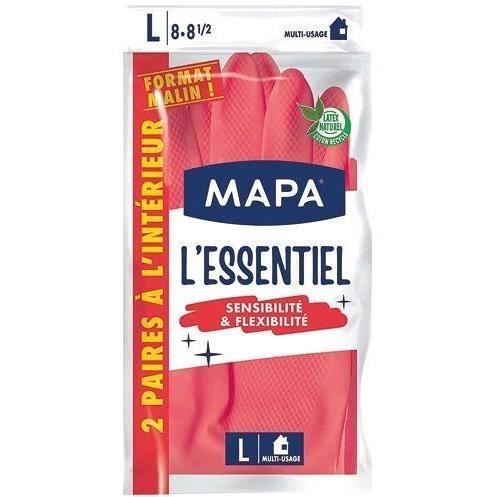 Luvas Essenciais - MAPA - Sensibilidade e Flexibilidade - Látex Natural - Bicolor - Tamanho G - 8-8,5 - 2 Pares