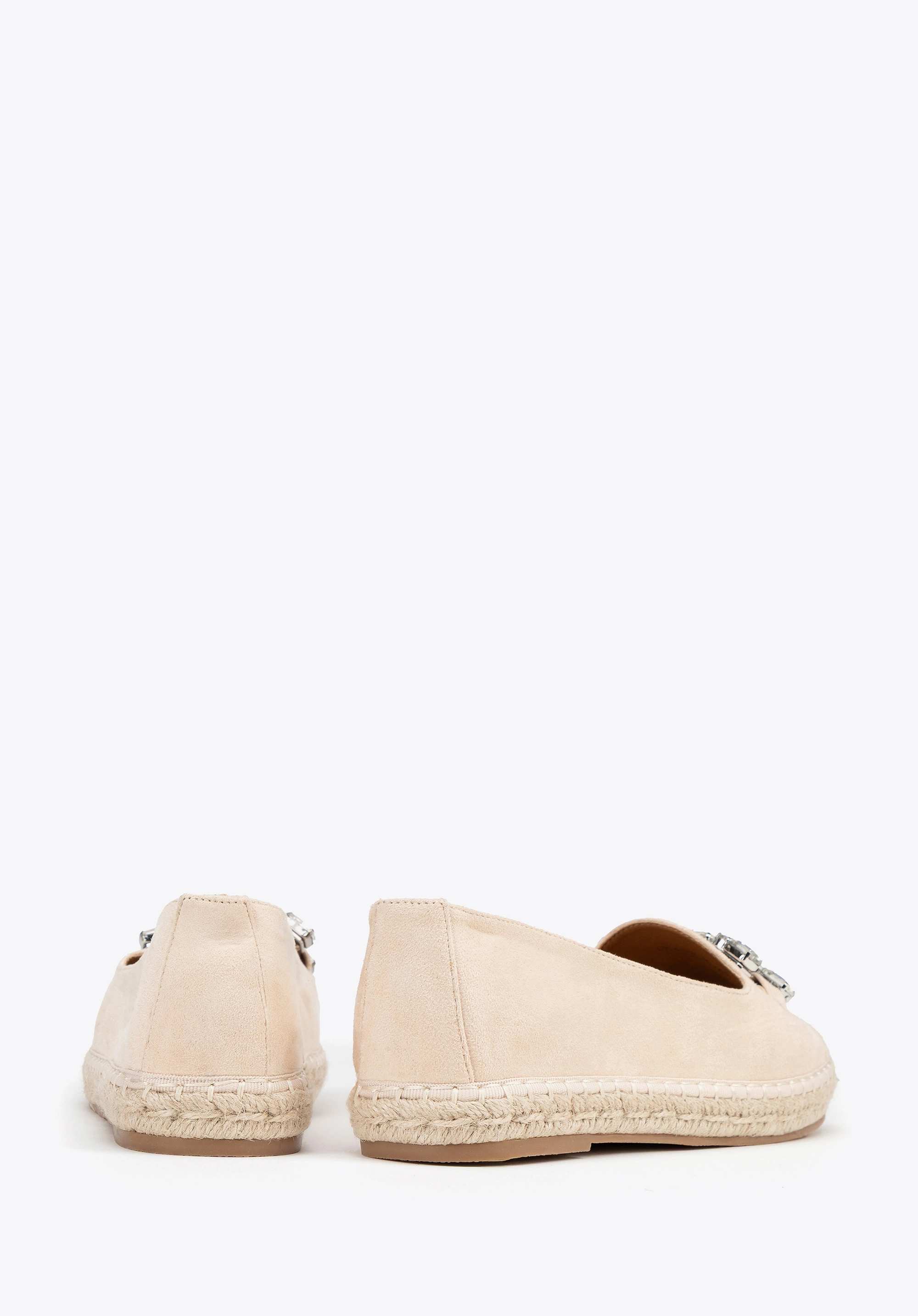 Damskie espadryle z biżuteryjną ozdobą jasny beż