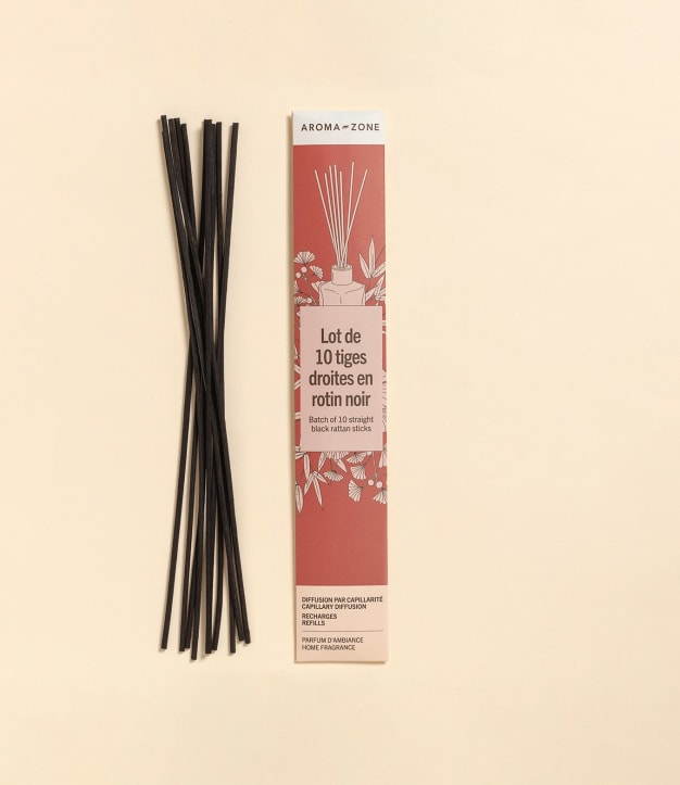 Tiges droites en rotin noir (lot de 10)