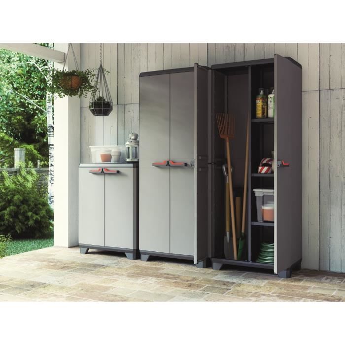 Keter Stilo Lage Opbergkast, Grijs en Zwart, 90 cm, Organizer Locker 434769