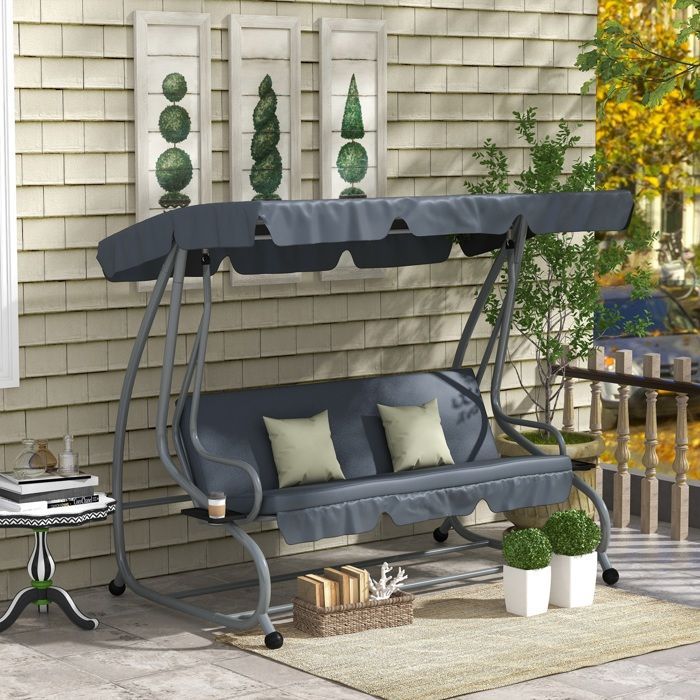 Balanço de jardim Outsunny - Metal - 200x120x164cm - Cinza