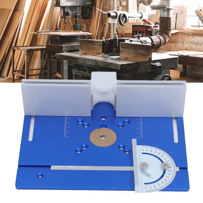 Placa de inserción de aluminio para mesa de fresadora OMABETA, placa de inserción de aleación para mesa de fresadora, sierra de bricolaje, azul