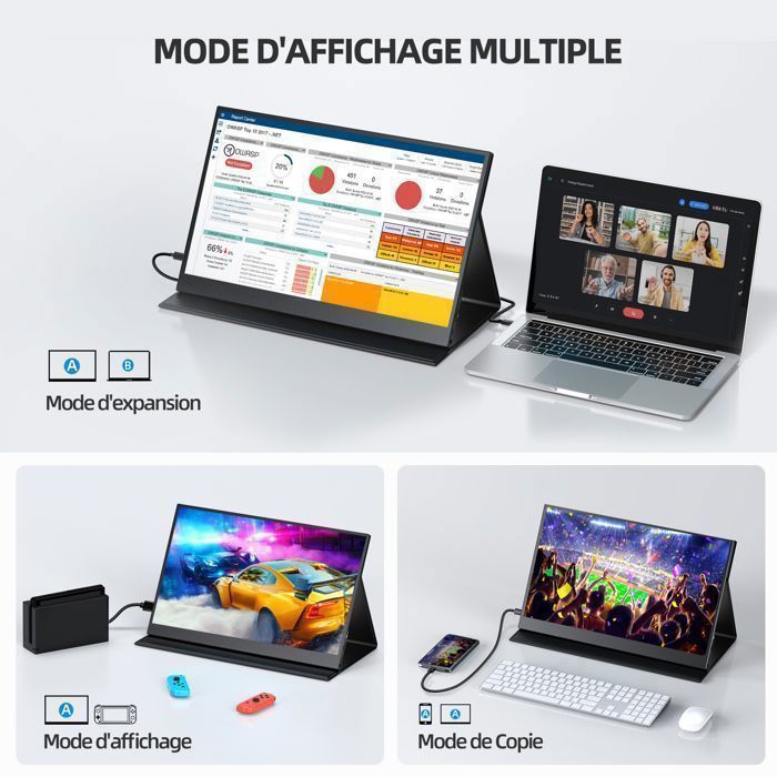 UPERFECT 16.1-inch 1080p Full HD 144Hz Portable Monitor, 1200:1 Contrast Ratio | 400 cd/m² Brightness | 100% sRGB | 13 ms