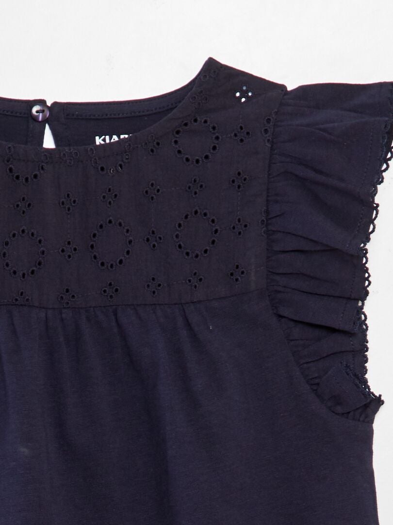 T-shirt met borduurwerk - BLAUW