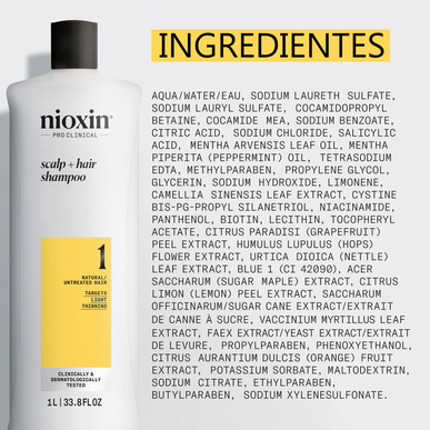 Nioxin Professionals Scalp Hair Shampoo 1 Lättförtunnat schampo Naturlig hårstyrka och volym 1000 ml 1000 ml