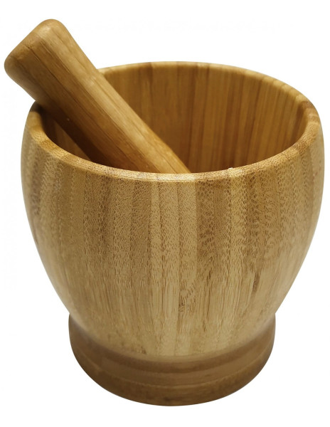 Moździerz bambusowy z tłuczkiem 9.5cm do przypraw KINGHOFF
