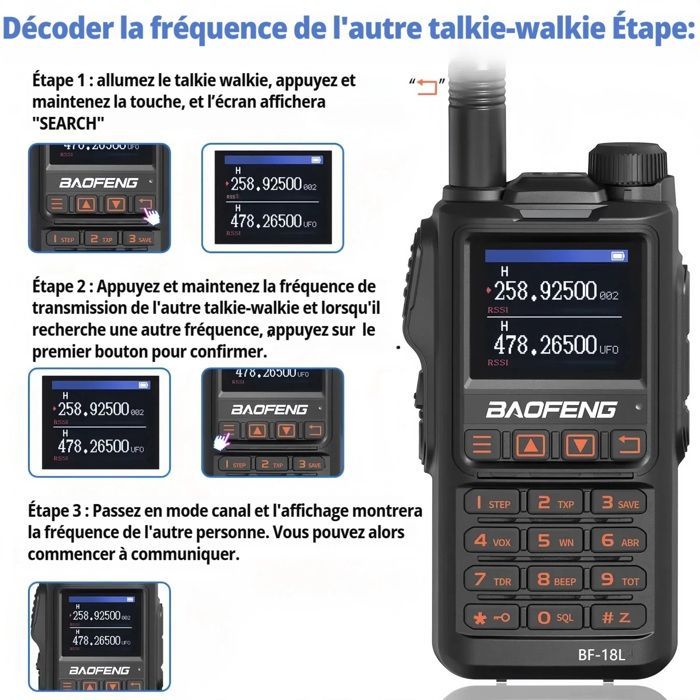 Baofeng UV-18L Talkie-Walkie Haute Puissance 7.4V, 1,77