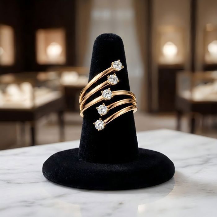 Bague - Multi-Rangs - Spirale d'Éclat - Plaqué Or Jaune 7501000 - Zircons - Femme - du 52 au 60