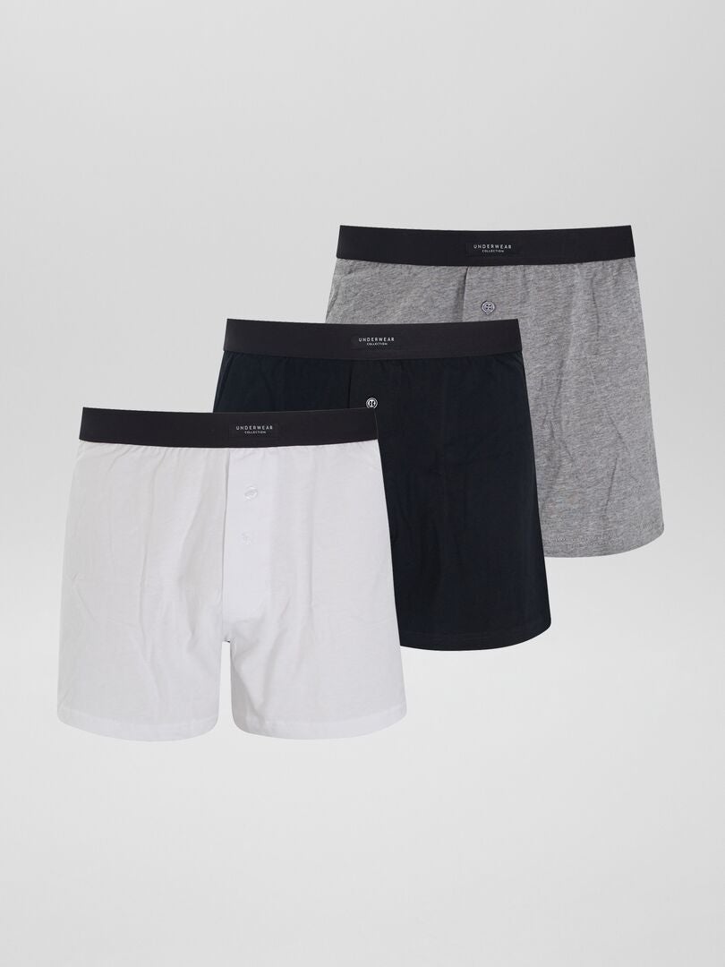 Conjunto de 3 cuecas boxer de cor sólida - CINZA