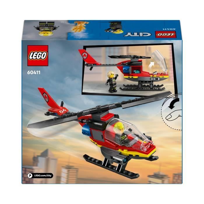 LEGO® 60411 Stadsbrandweerhelikopter, speelgoed met brandweerman-piloot minifiguren, cadeau voor kinderen