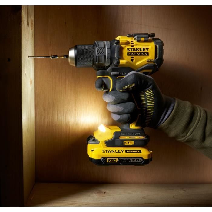 Taladro/atornillador inalámbrico - 18V - STANLEY FATMAX V20 - SFMCD725D2K-QW - Sin escobillas - 80Nm - 2 baterías de 2Ah + cargador de 1,25A