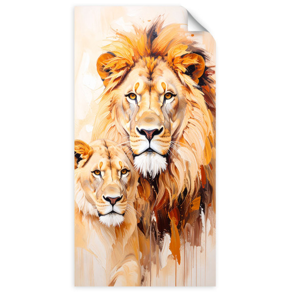 Plakat samoprzylepny do salonu Feeby Lwy Para Zwierzęta Natura 40x80